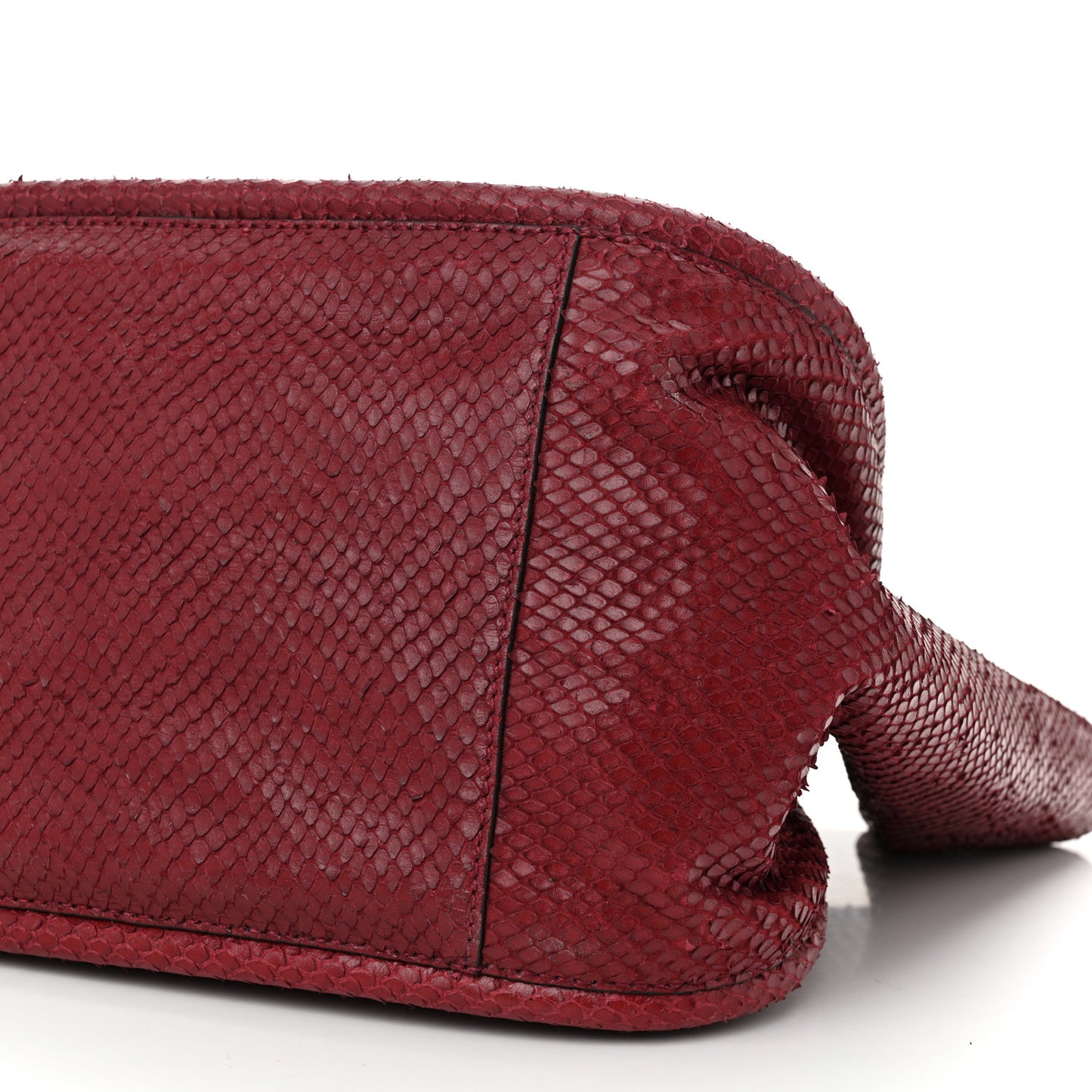 Calfskin Snakeskin Embossed Large Ruched Tote Bordeaux
