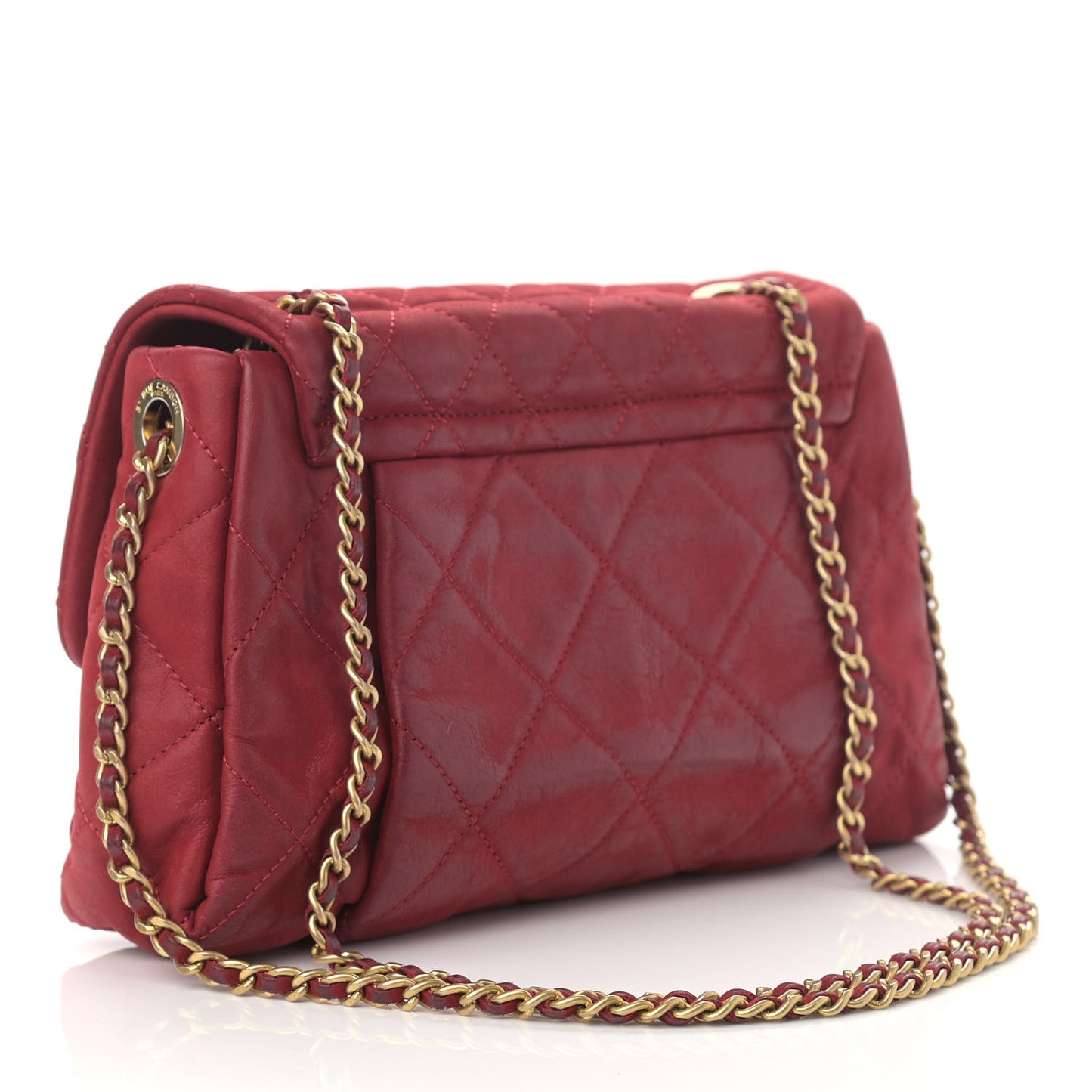 Iridescent Calfskin Quilted Small Chic Quilt Flap Red