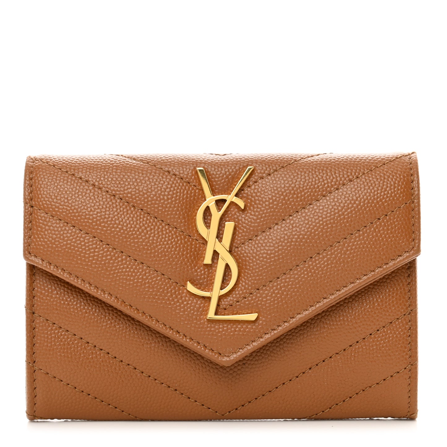 Grain De Poudre Matelasse Chevron Small Monogram Envelope Wallet Natural Dark