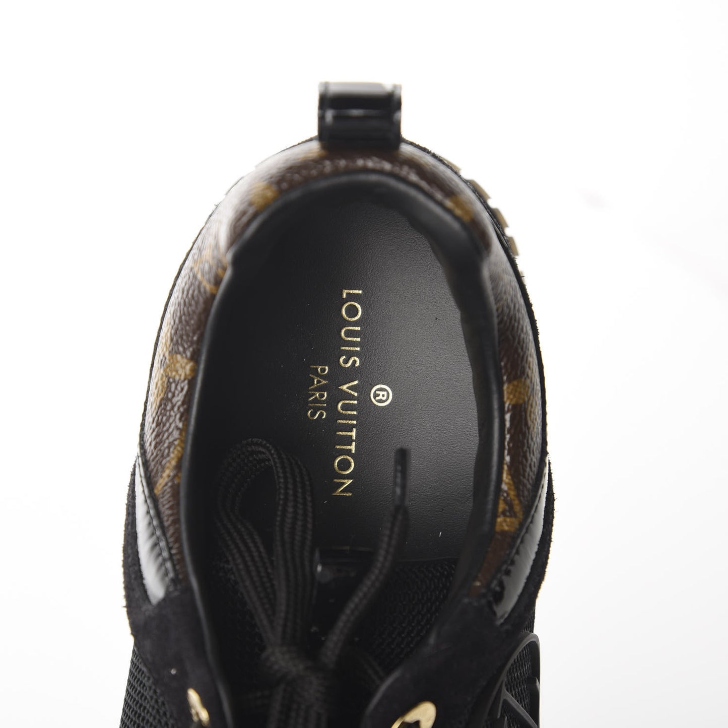 Suede Monogram Run Away Sneakers 37 Black
