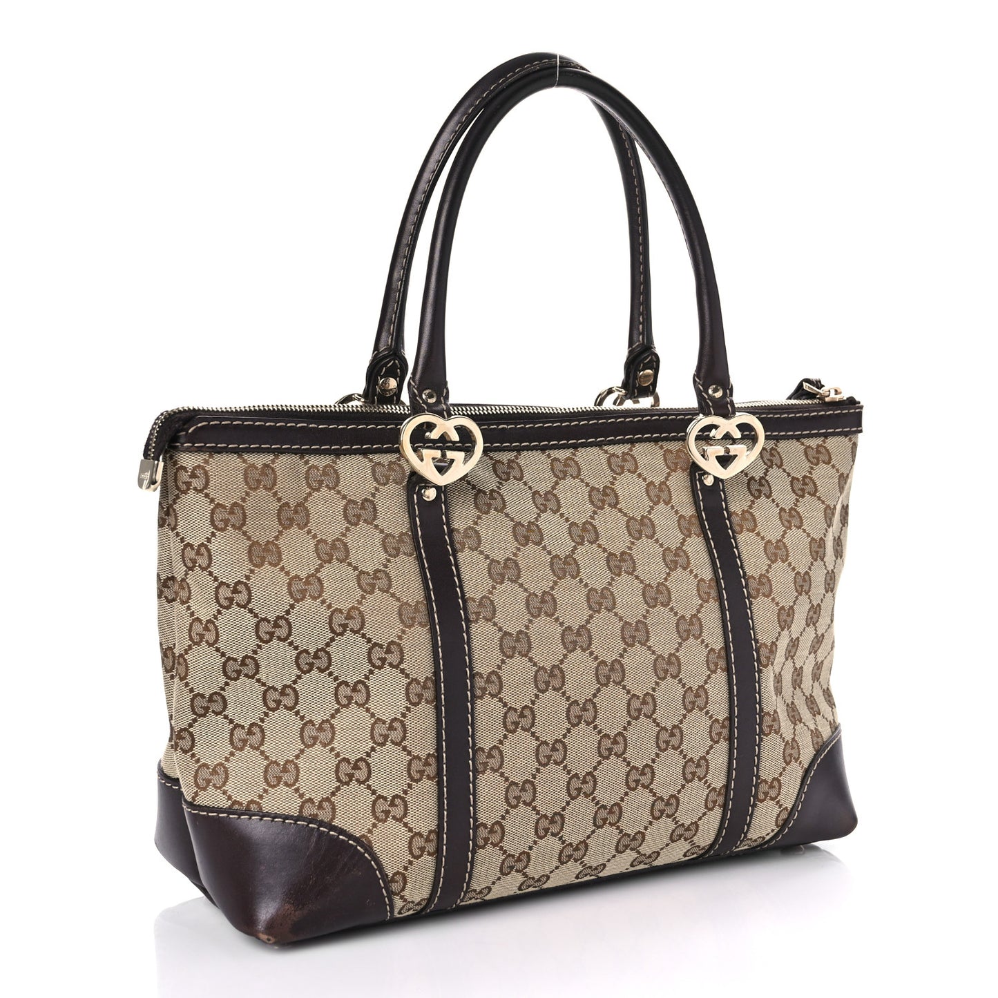 Monogram Small Lovely Heart Tote Dark Brown