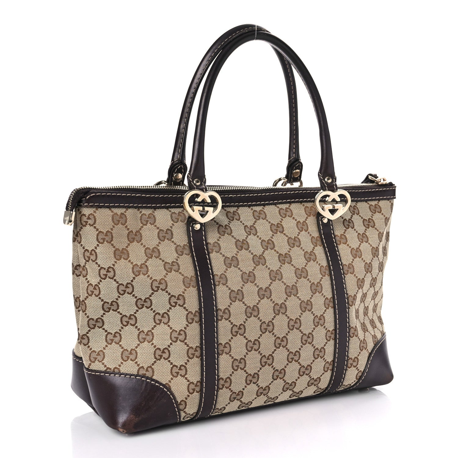 Gucci Monogram Small Lovely Heart Tote Dark Brown 2 of 8