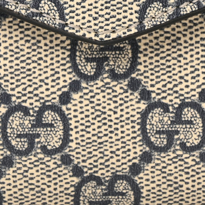 Gucci GG Supreme Monogram Textured Dollar Calfskin Web Mini Ophidia Envelope Shoulder Bag Beige Blue 7 of 9
