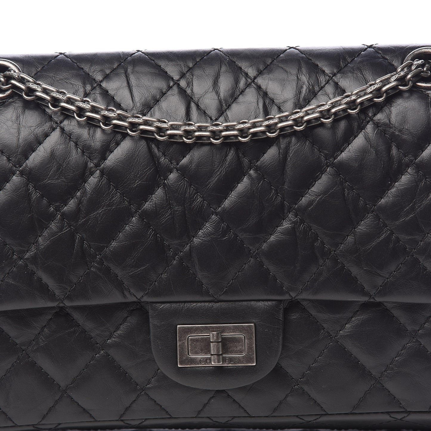 Aged Calfskin Quilted 2.55 Reissue 225 Flap Black