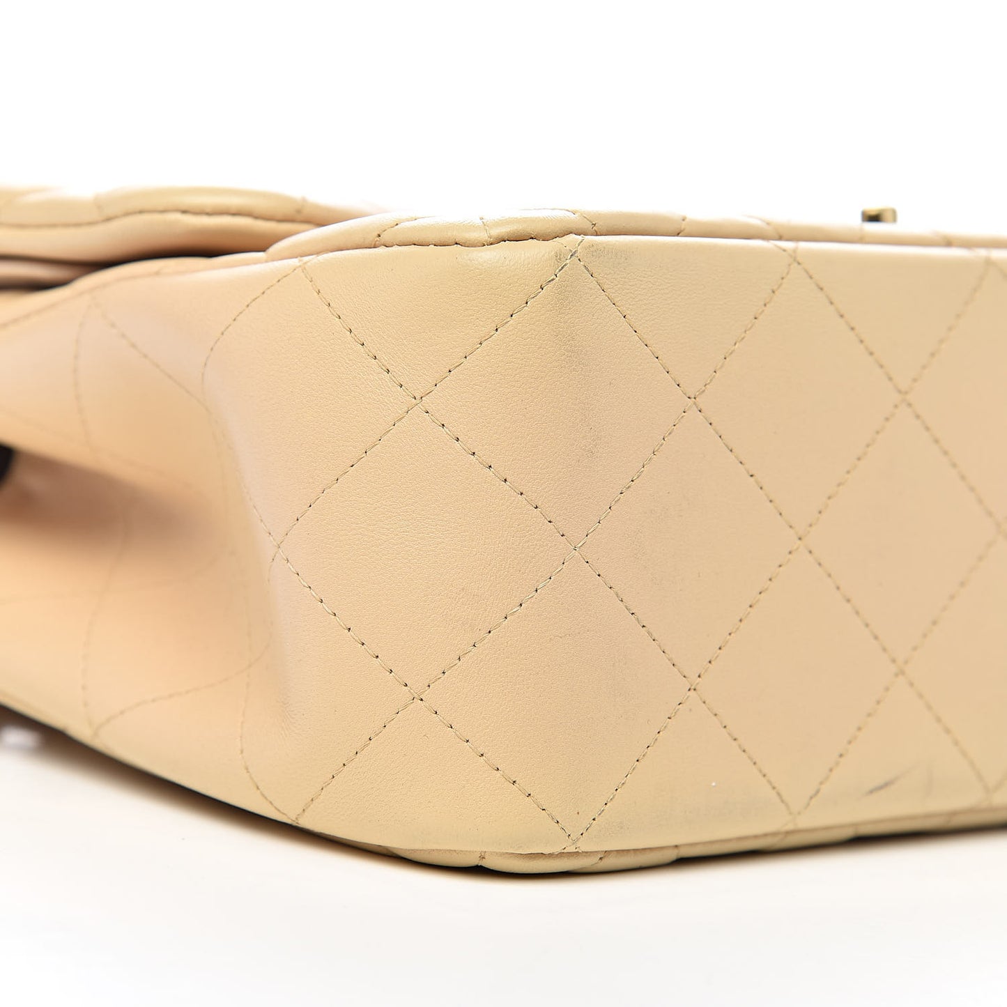 Lambskin Quilted Jumbo Double Flap Beige Clair
