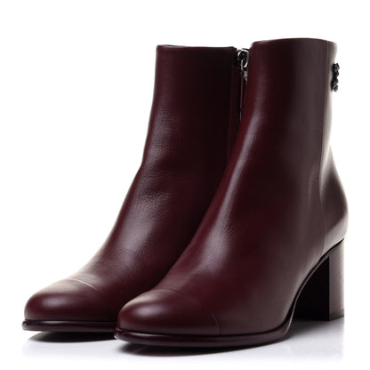 Chanel CC Ankle Boots 37 Burgundy 3 of 10