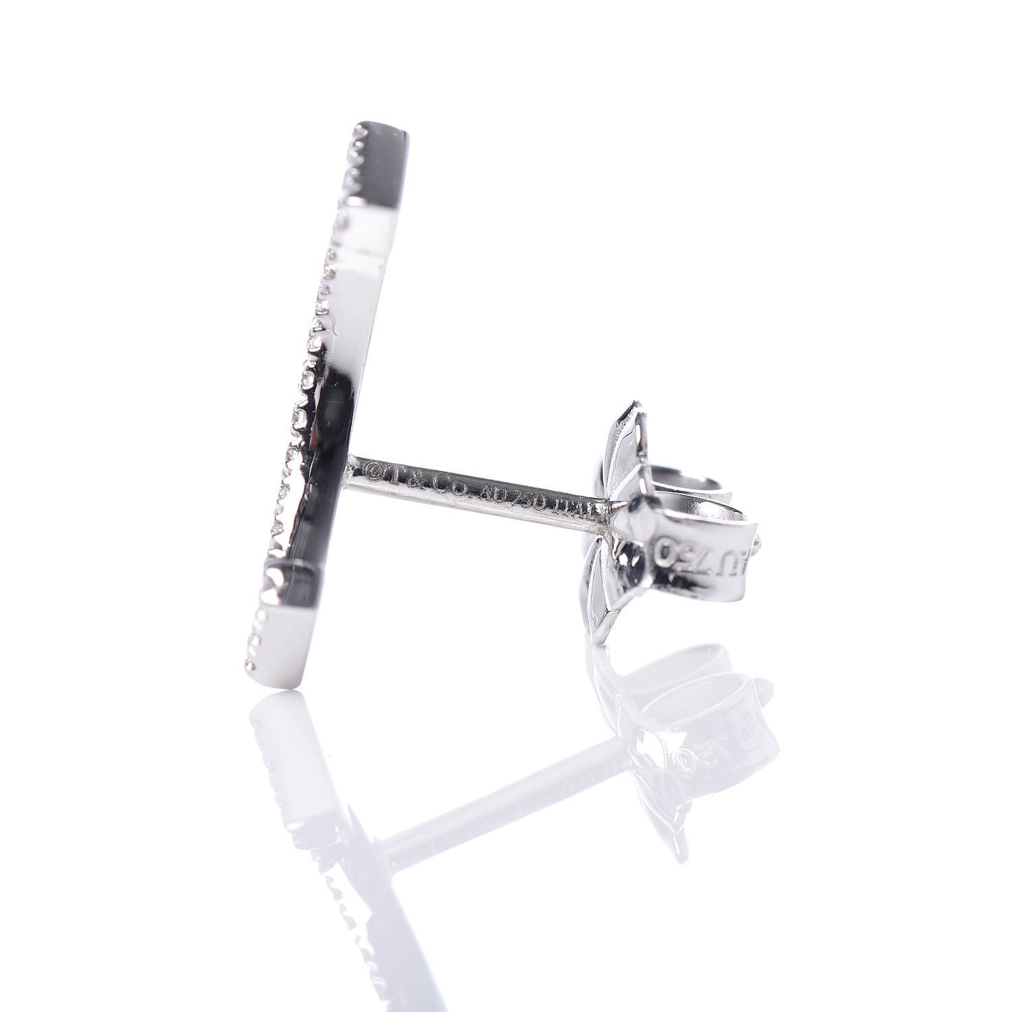 18K White Gold Diamond T Smile Earrings