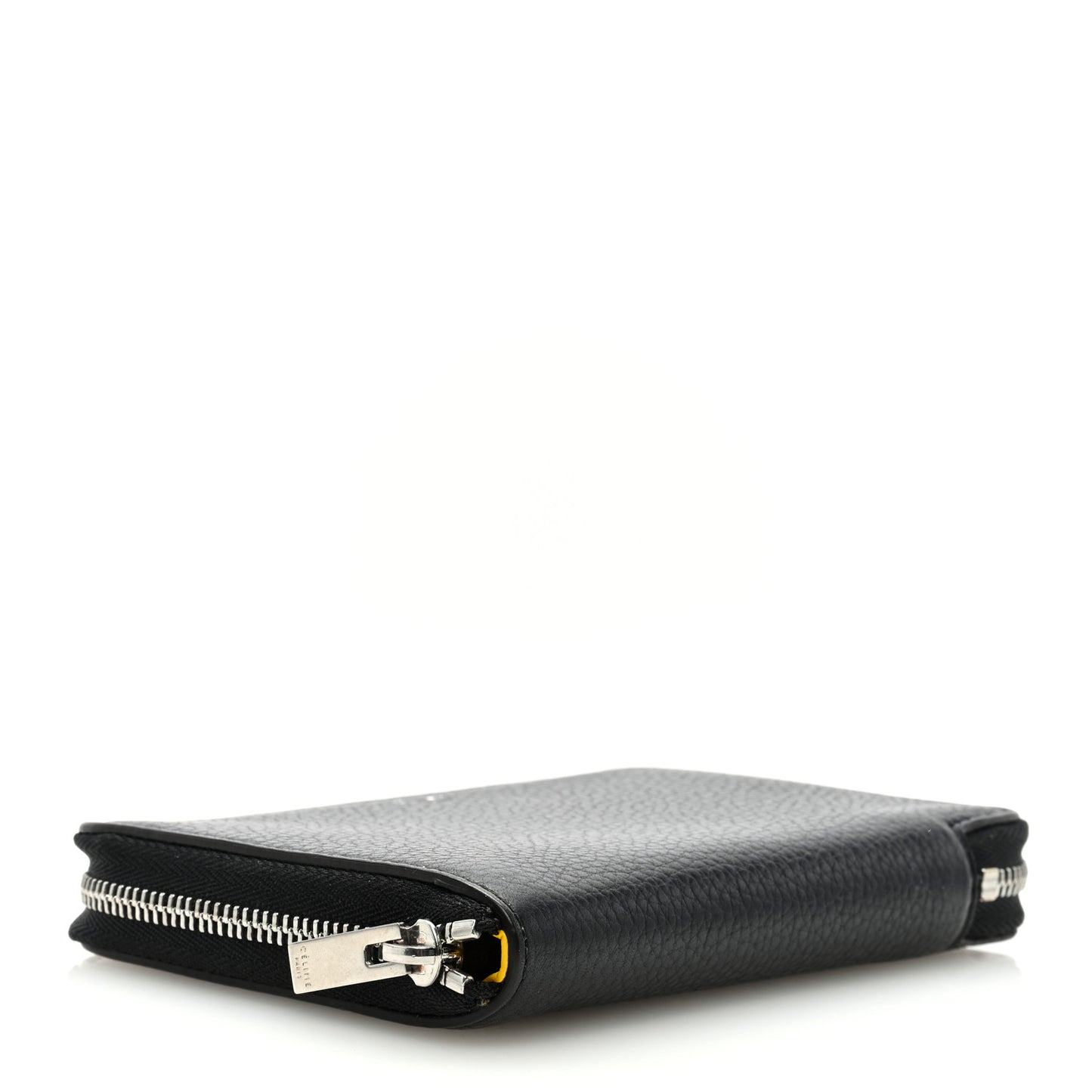 Drummed Calfskin Zip Around Multifunction Wallet Black Citron