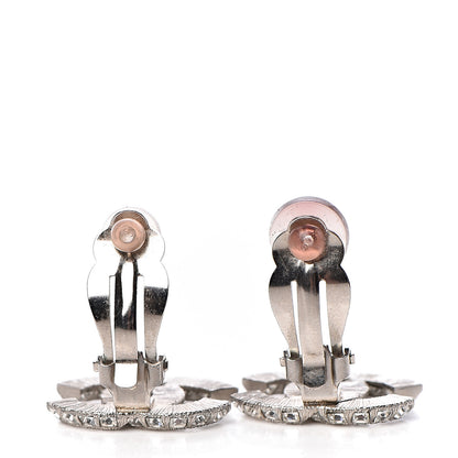Chanel Baguette Crystal CC Clip On Earrings Silver 4 of 5