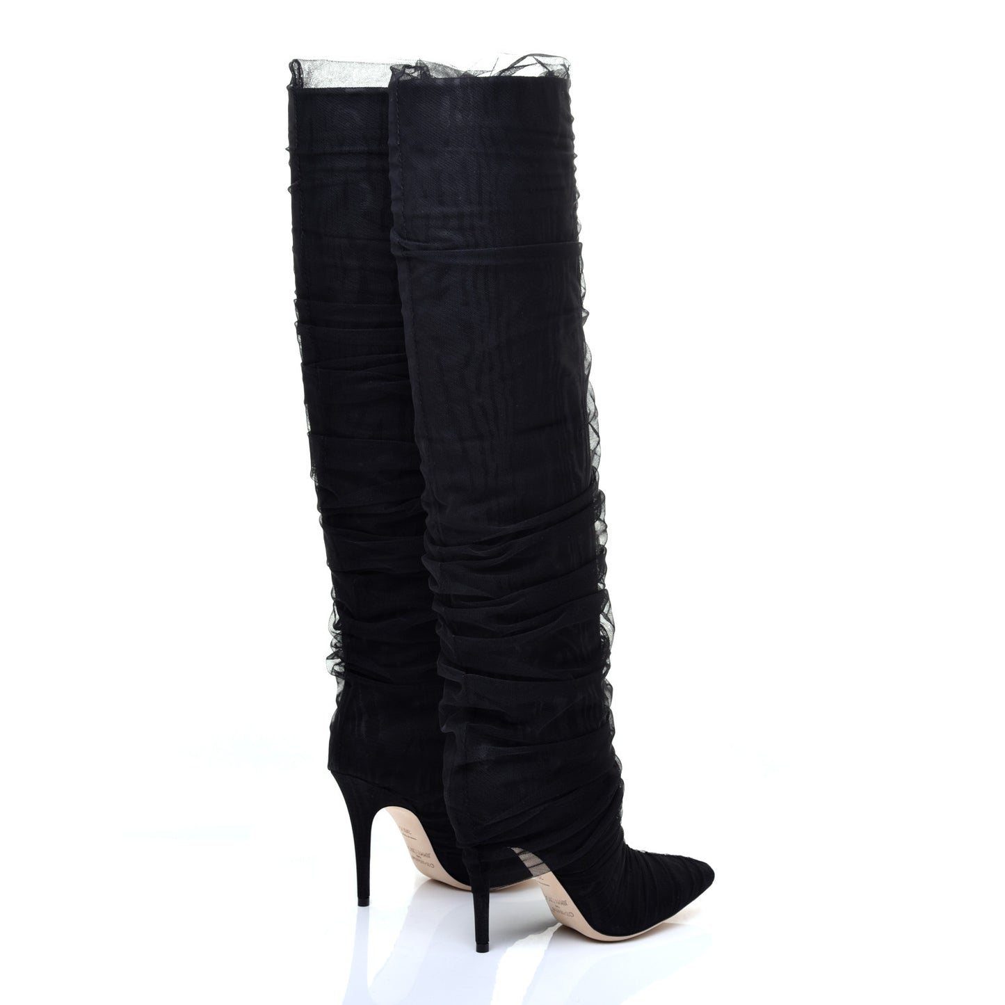 x OFF-WHITE Tulle Elisabeth 100 Knee High Boots 36.5 Black