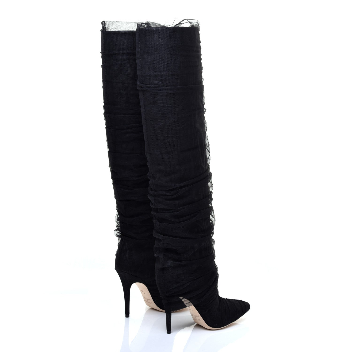 Jimmy Choo x OFF-WHITE Tulle Elisabeth 100 Knee High Boots 36.5 Black 4 of 6