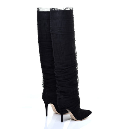 Jimmy Choo x OFF-WHITE Tulle Elisabeth 100 Knee High Boots 36.5 Black 4 of 6