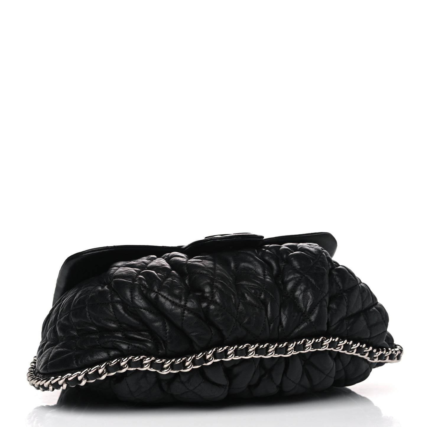 Washed Lambskin Quilted Large Chain Around Messenger Black