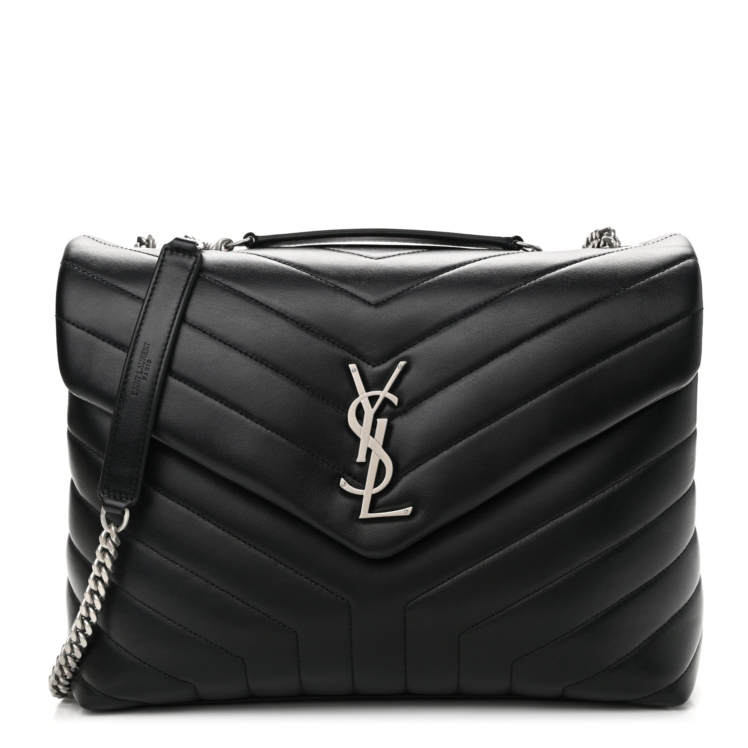 Saint Laurent Calfskin Y Quilted Monogram Medium Loulou Chain Satchel Black 1 of 11