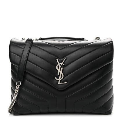 Saint Laurent Calfskin Y Quilted Monogram Medium Loulou Chain Satchel Black 1 of 11