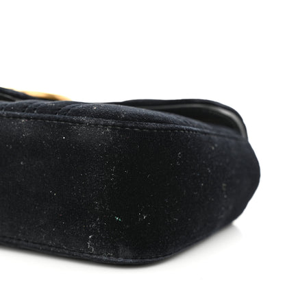 Gucci Velvet Matelasse Mini GG Marmont Shoulder Bag Black 10 of 10