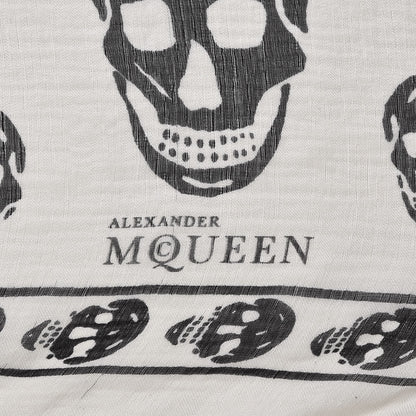 Alexander McQueen Silk Chiffon Skull Scarf Ivory Black 3 of 4