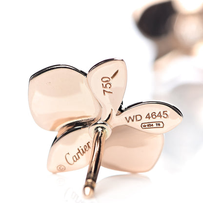 Cartier 18K Pink Gold Diamond Caresse D'Orchidees Par Earrings 5 of 6