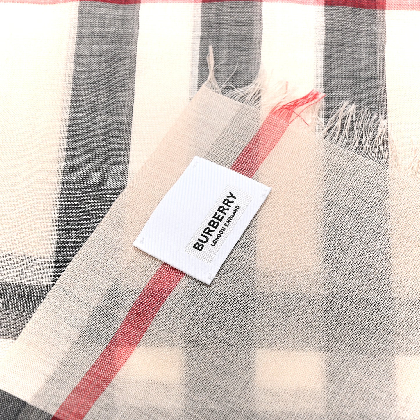 Wool Silk Gauze Giant Check Lightweight Scarf Stone