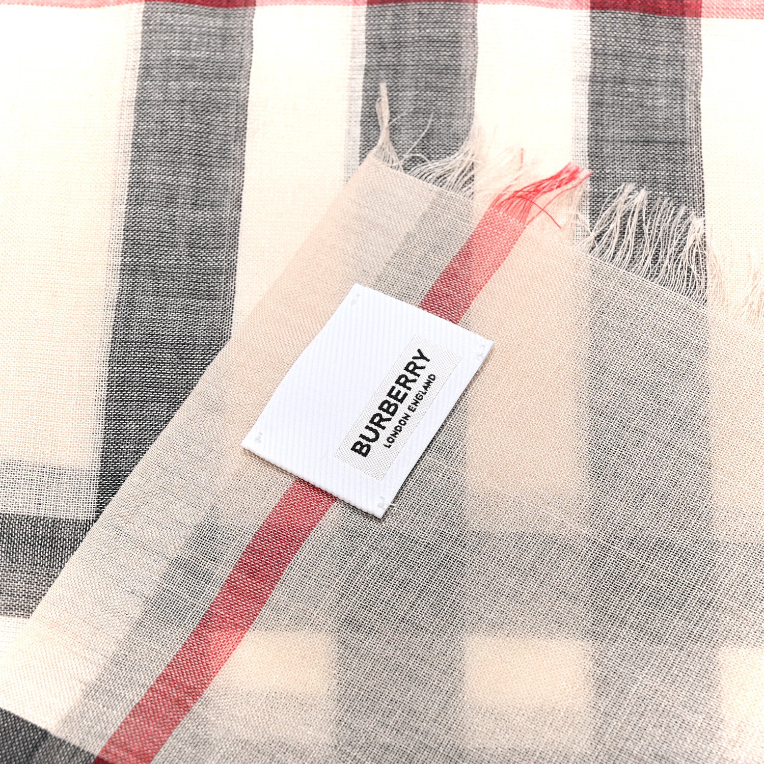 Burberry Wool Silk Gauze Giant Check Lightweight Scarf Stone 3 of 5