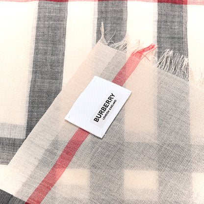 Burberry Wool Silk Gauze Giant Check Lightweight Scarf Stone 3 of 5