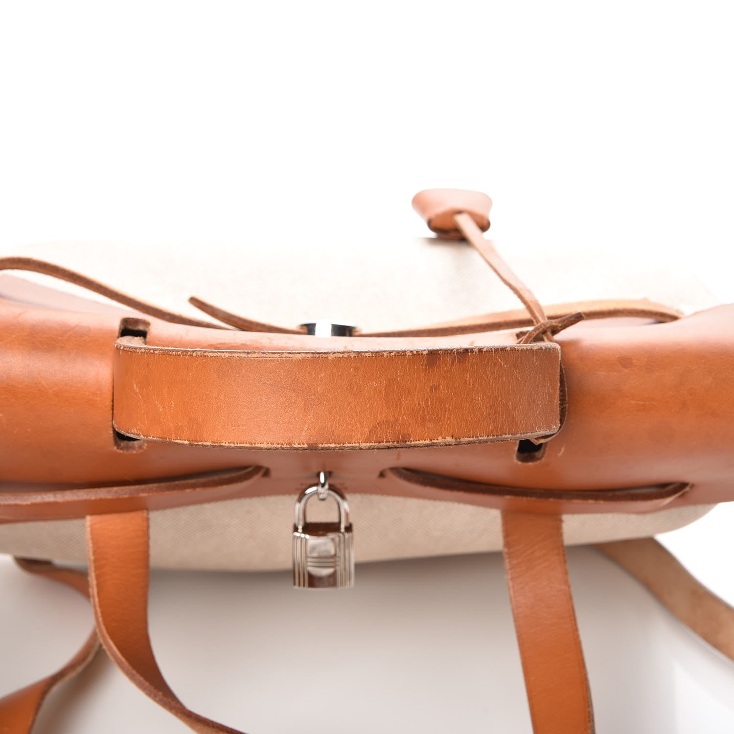Hermes Toile Vache Calfskin Herbag 30 PM Backpack Natural 12 of 15