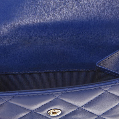 Chanel Lambskin Quilted Compact French Flap Wallet Blue 9 of 11