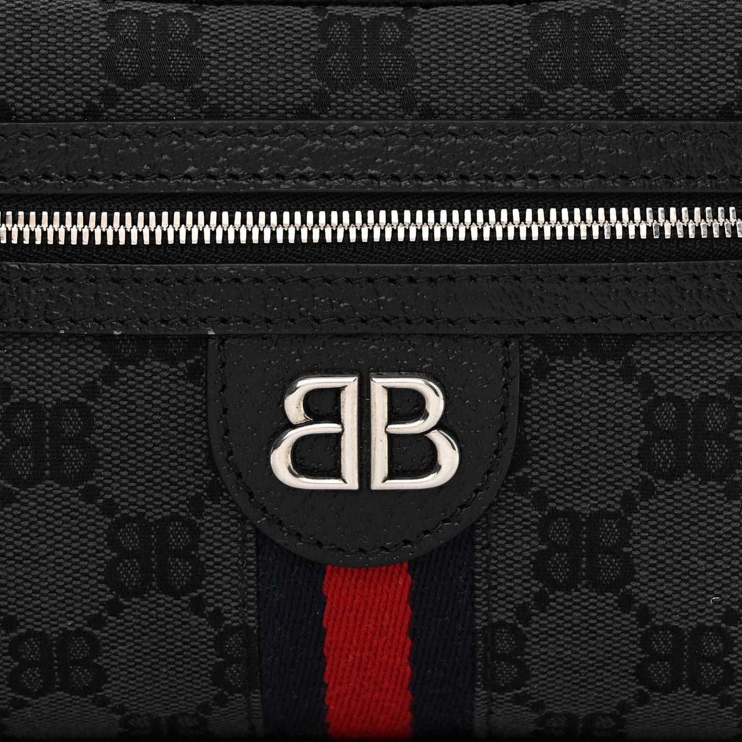 X BALENCIAGA BB Monogram Web Mini Ophidia Shoulder Bag Black