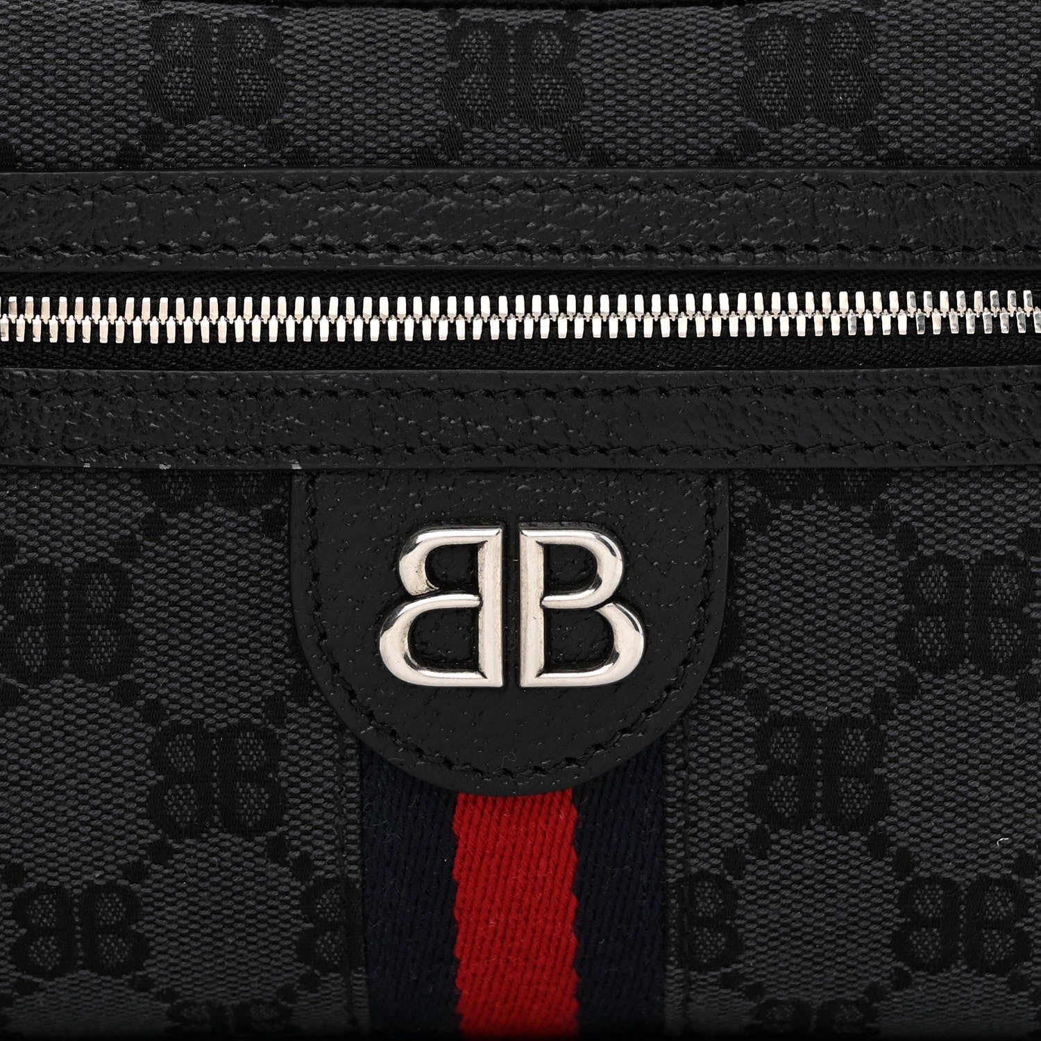 Gucci X BALENCIAGA BB Monogram Web Mini Ophidia Shoulder Bag Black 8 of 10