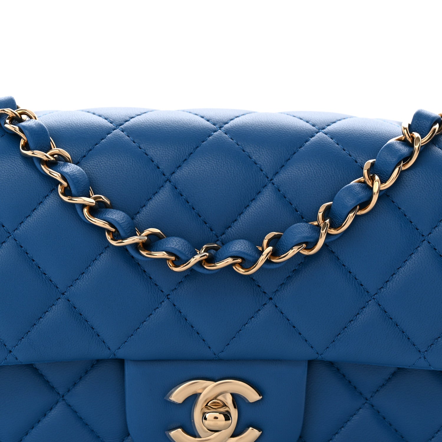 Chanel Lambskin Quilted Mini Rectangular Flap Blue 8 of 10