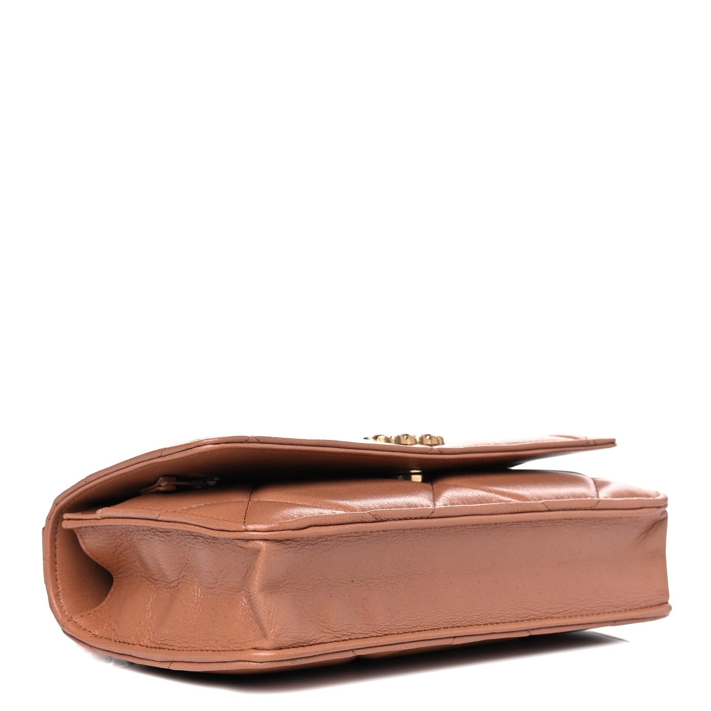 Lambskin Quilted Chanel 19 Wallet On Chain WOC Brown