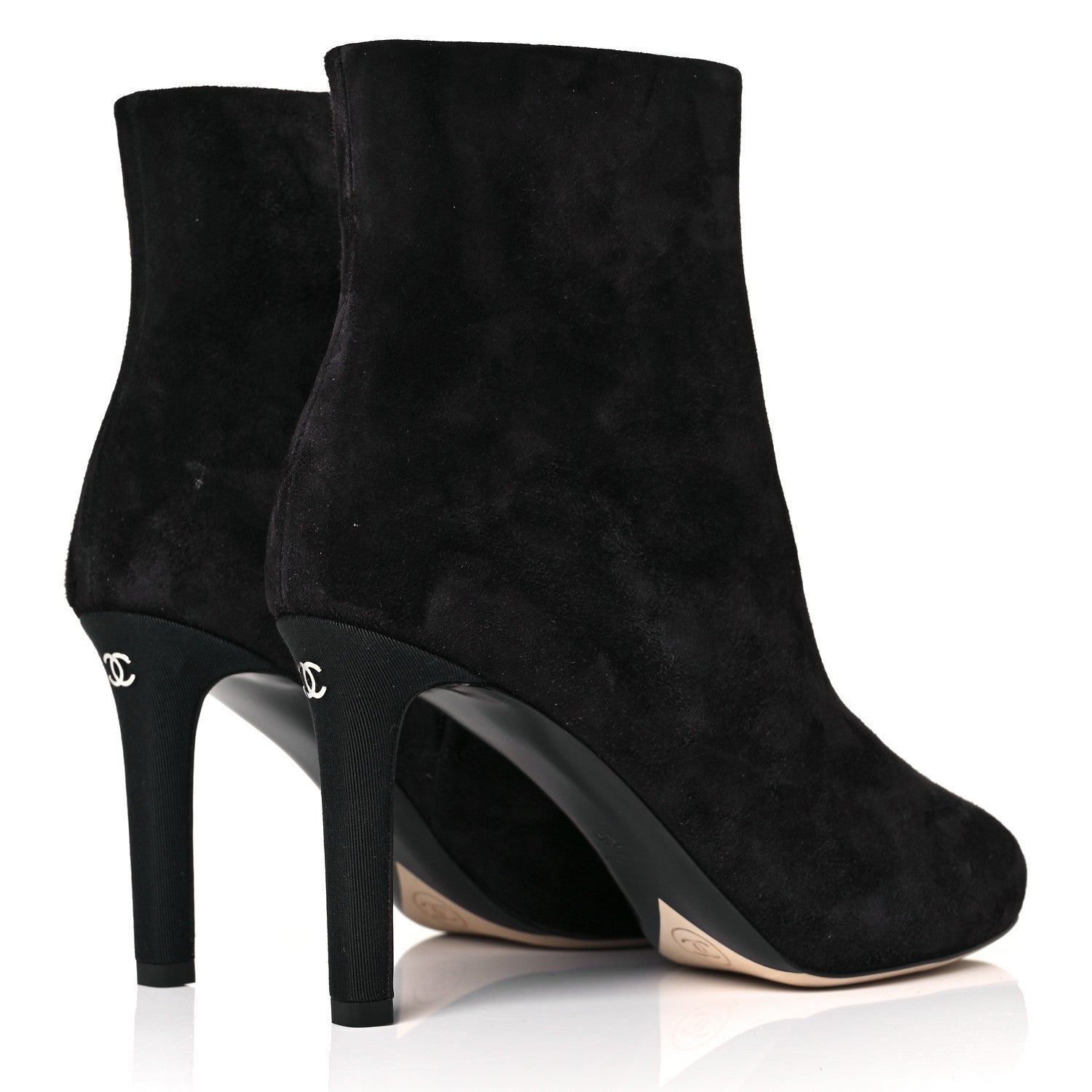 Chanel Suede Grosgrain CC Short Boots 35 Black 4 of 9