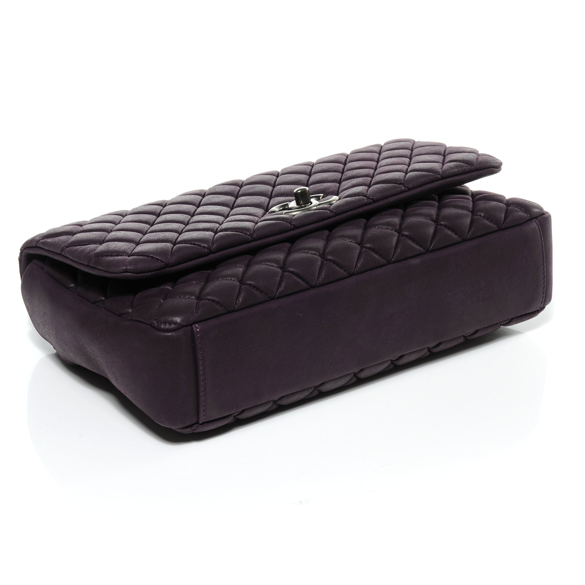 Chanel Iridescent Calfskin Quilted Large New Bubble Flap Plum 4 of 8