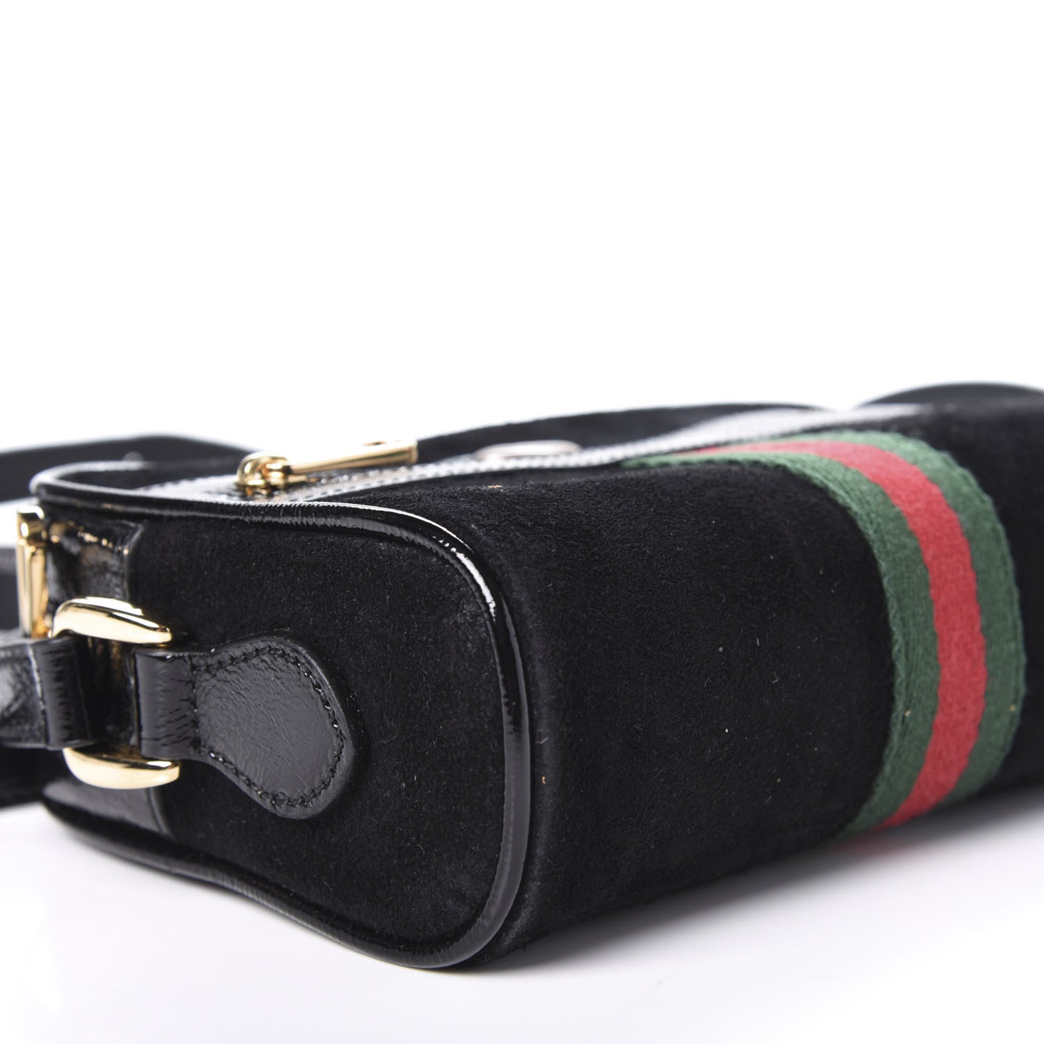 Gucci Suede Patent Web Mini Ophidia Shoulder Bag Black 6 of 9