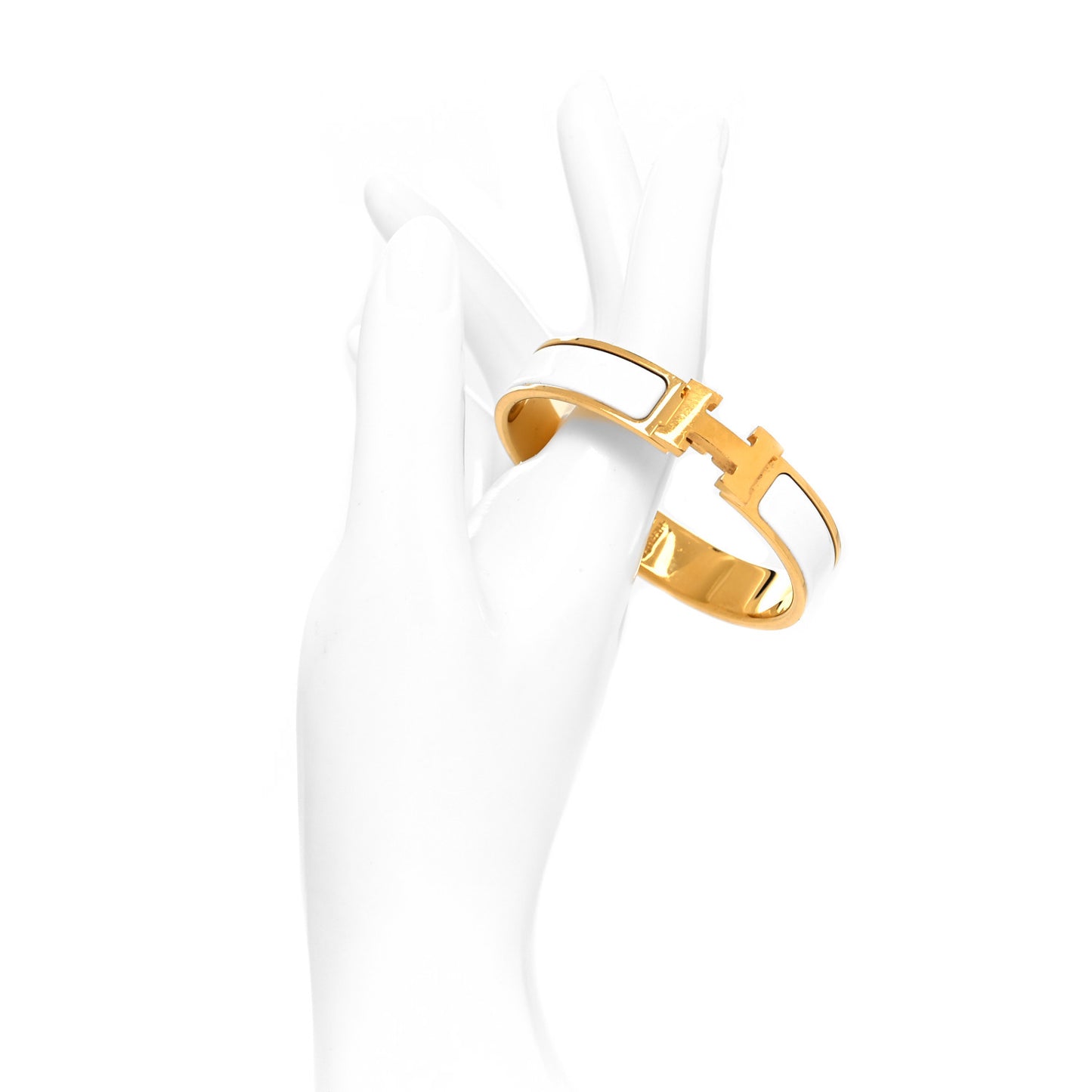 Enamel Narrow Clic Clac H Bracelet PM White