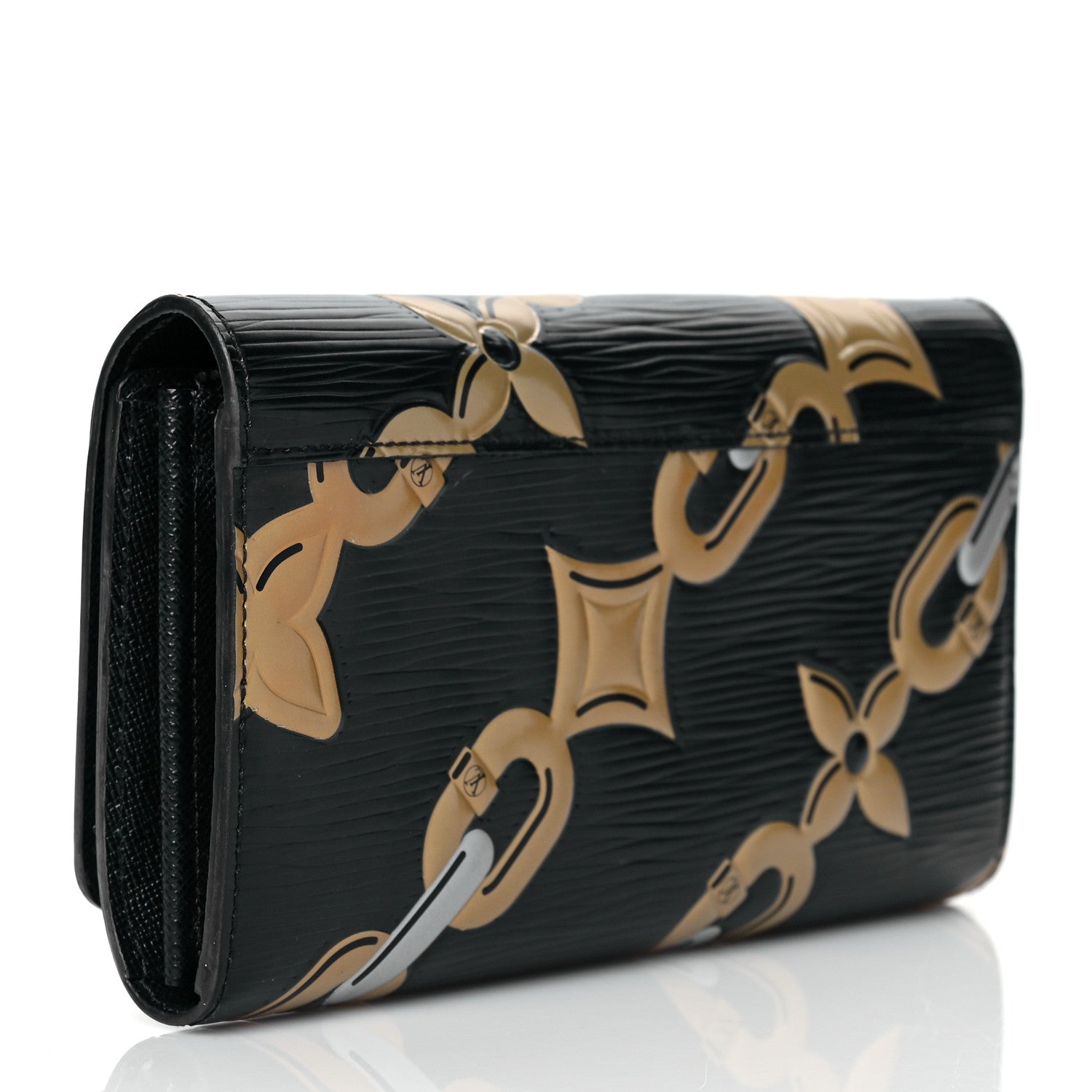Louis Vuitton Epi Chain Flower Print Twist Wallet Black 3 of 8