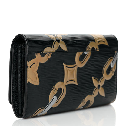 Louis Vuitton Epi Chain Flower Print Twist Wallet Black 3 of 8