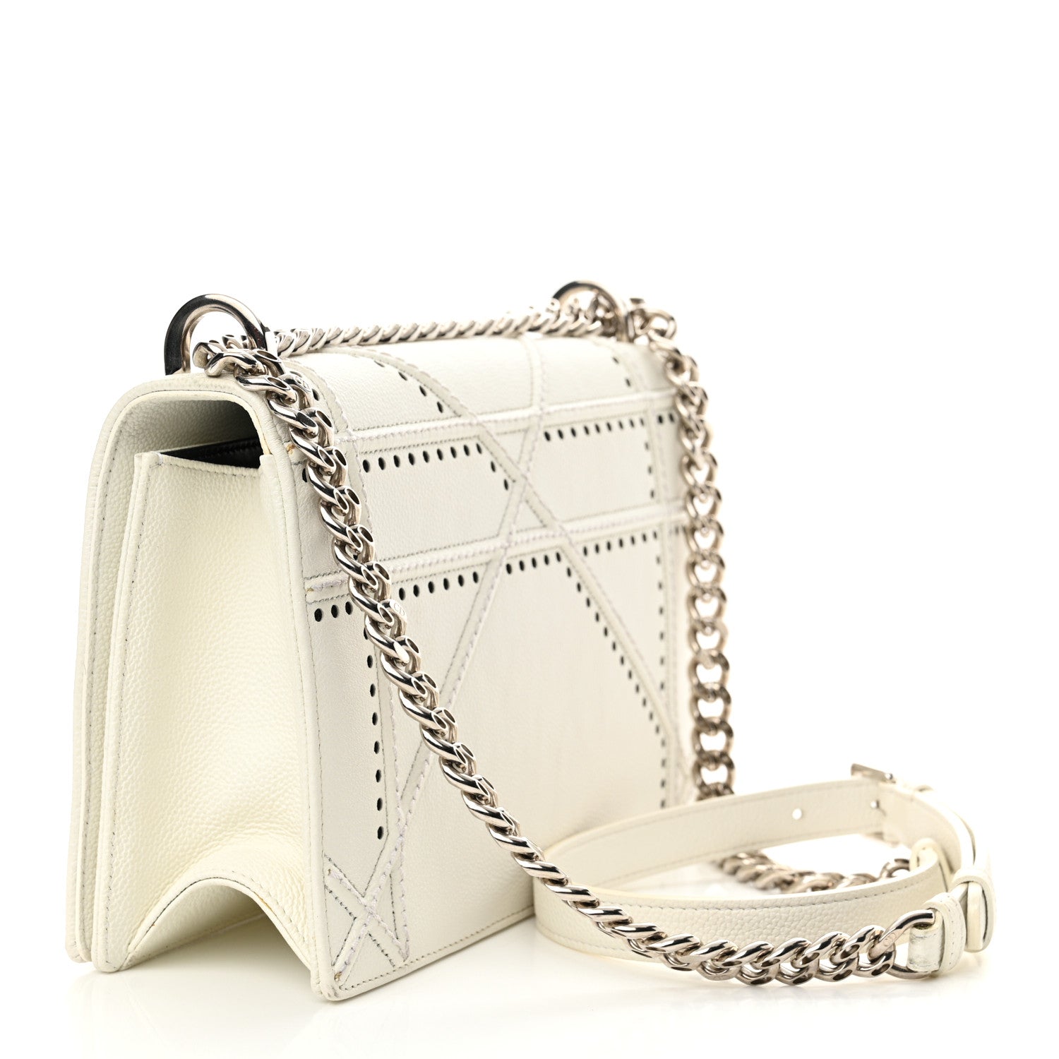 Christian Dior Grained Calfskin Perforated Diorama Flap Bag Latte 3 of 19