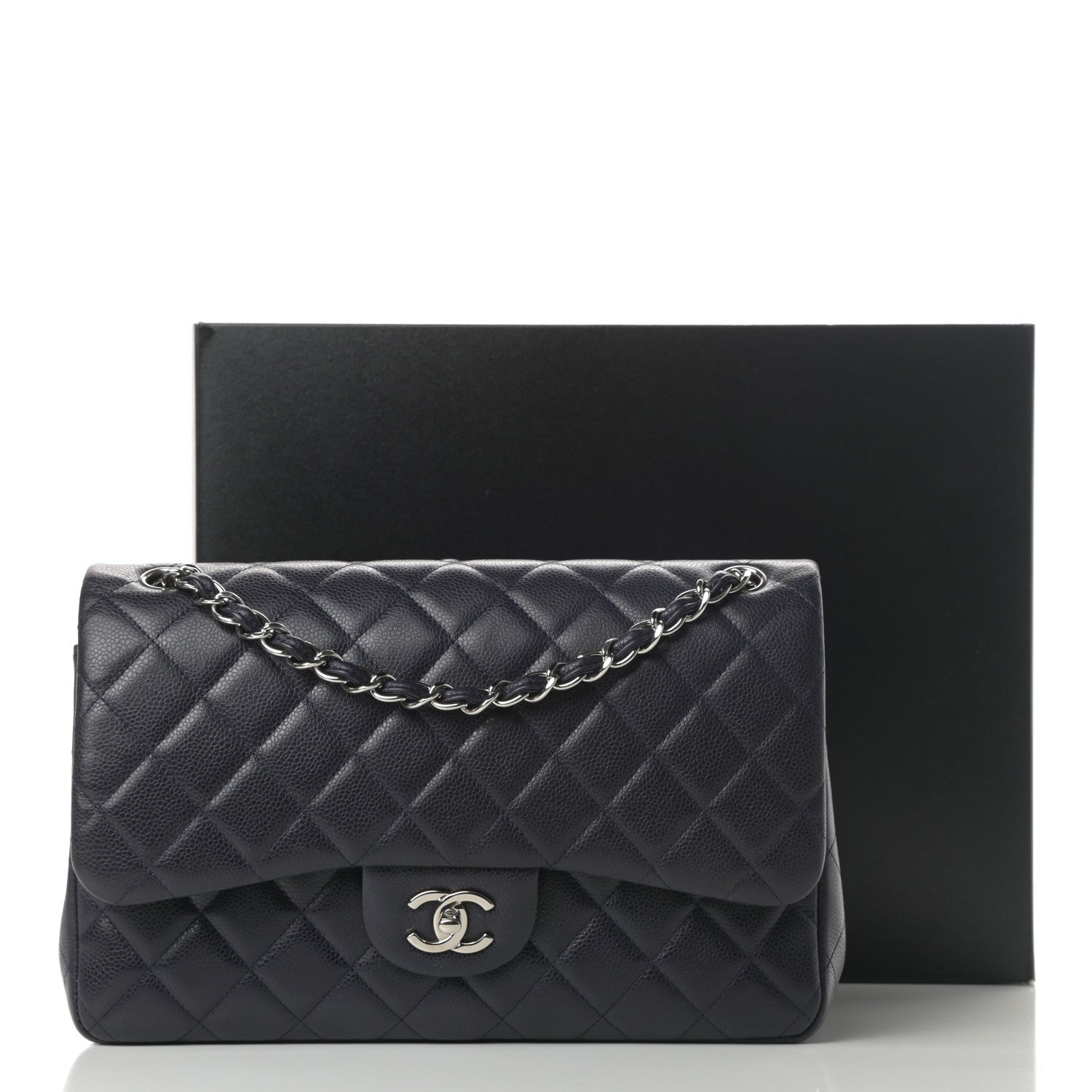 Chanel Caviar Quilted Jumbo Double Flap Navy Blue 12 of 12
