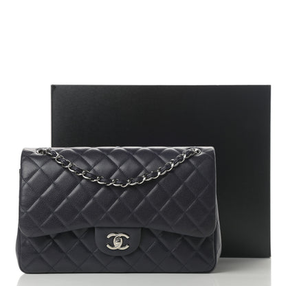 Chanel Caviar Quilted Jumbo Double Flap Navy Blue 12 of 12