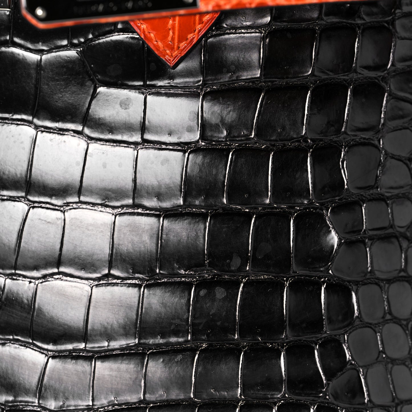 Shiny Porosus Crocodile Birkin 40 Black Orange