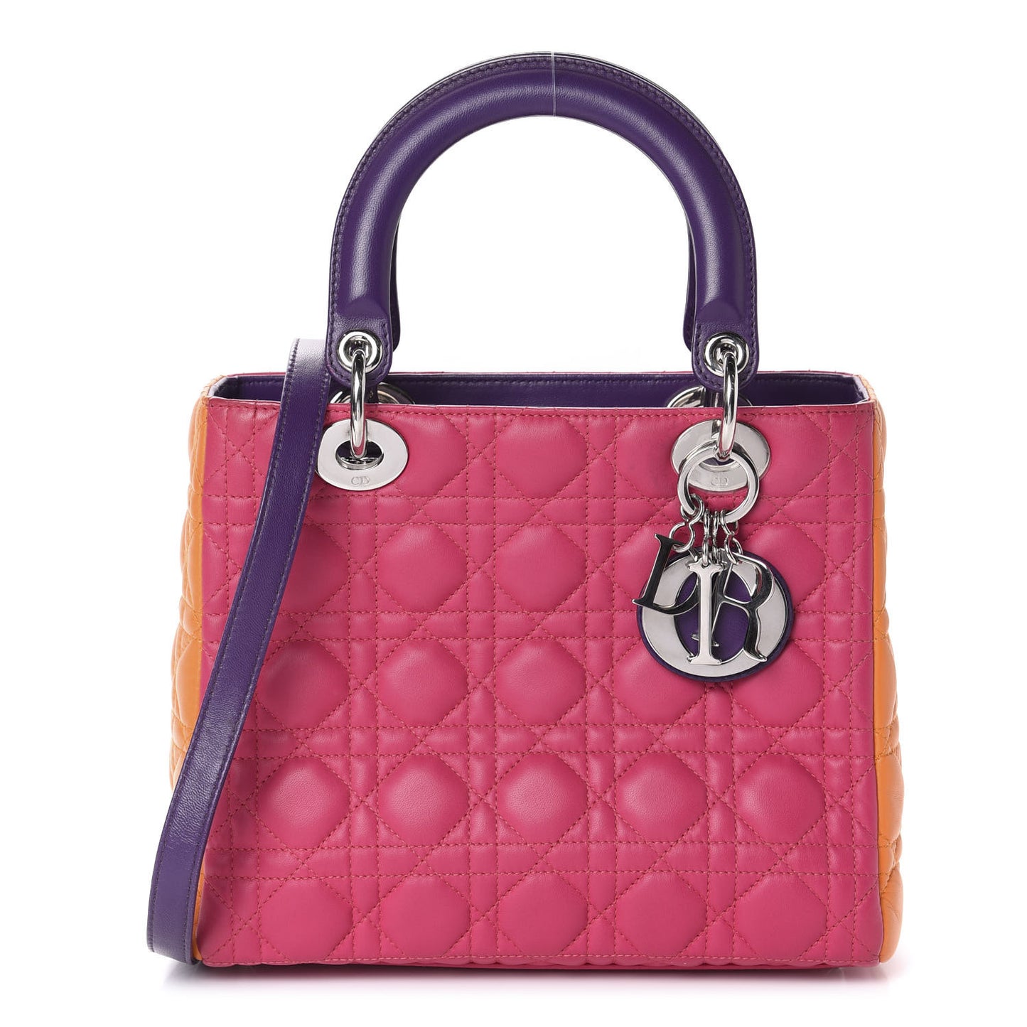 Lambskin Cannage Medium Tri-Color Lady Dior Pink