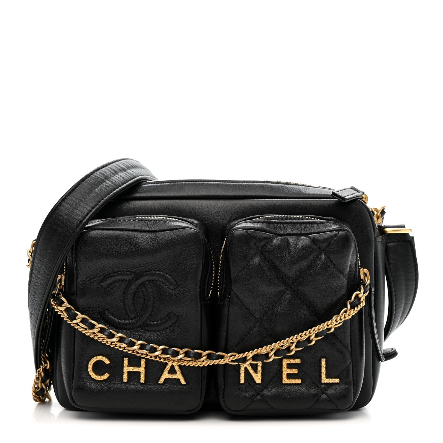 Chanel Calfskin Quilted Large Camera Case Black 1 of 10