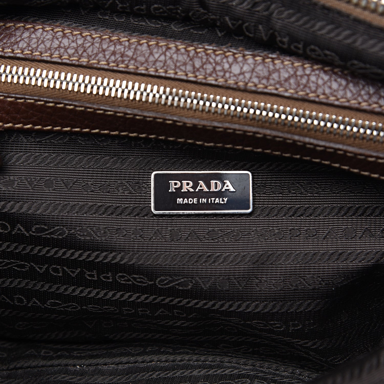 Prada Vitello Daino Embossed Logo Bowler Bruciato 5 of 15