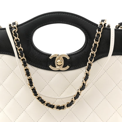 Chanel Patent Calfskin Quilted Mini 31 Shopping Bag White Black 8 of 10