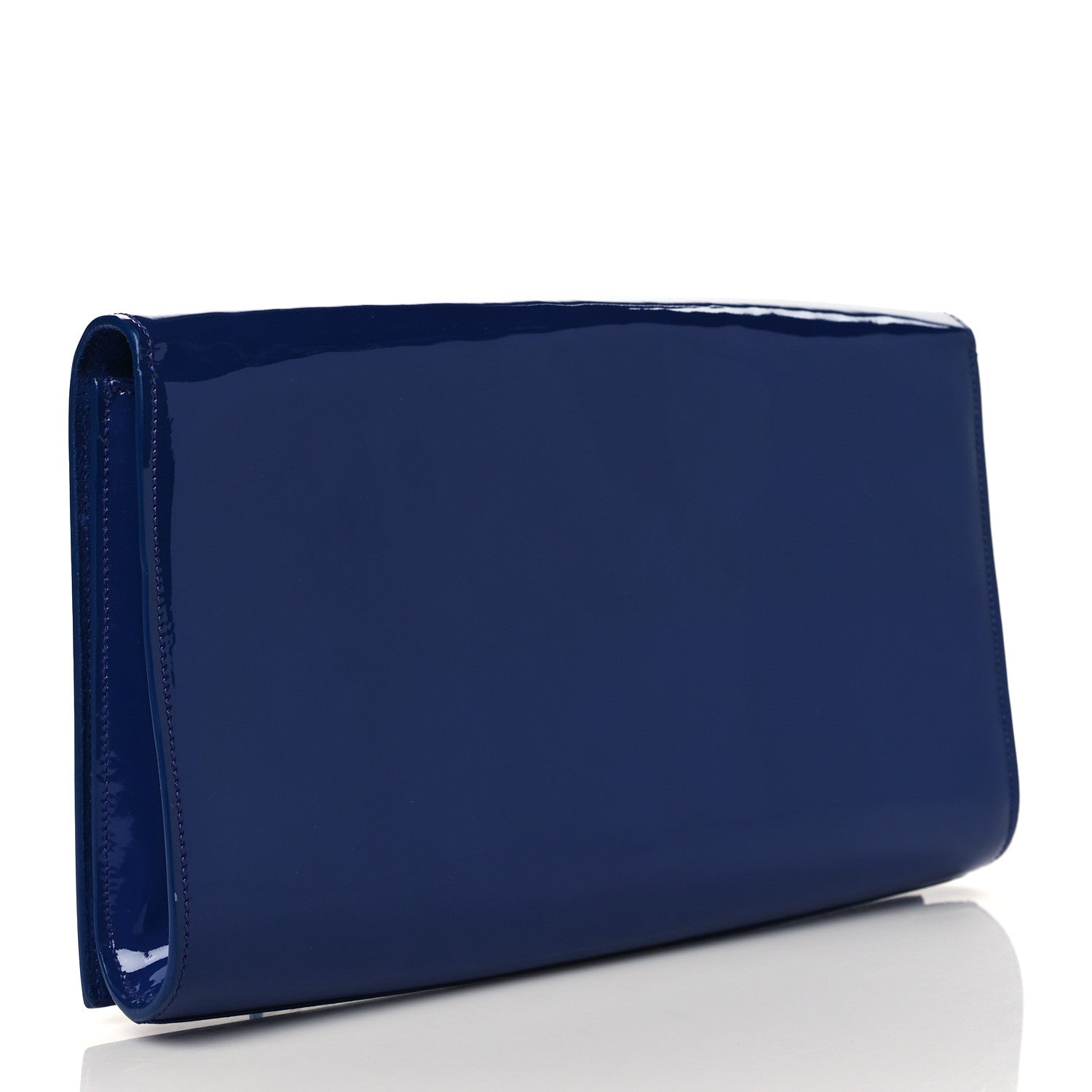 Saint Laurent Patent Calfskin Monogram Large Belle De Jour Clutch Royal Blue 3 of 7