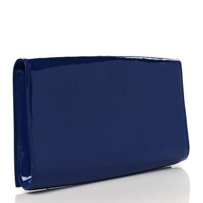 Saint Laurent Patent Calfskin Monogram Large Belle De Jour Clutch Royal Blue 3 of 7
