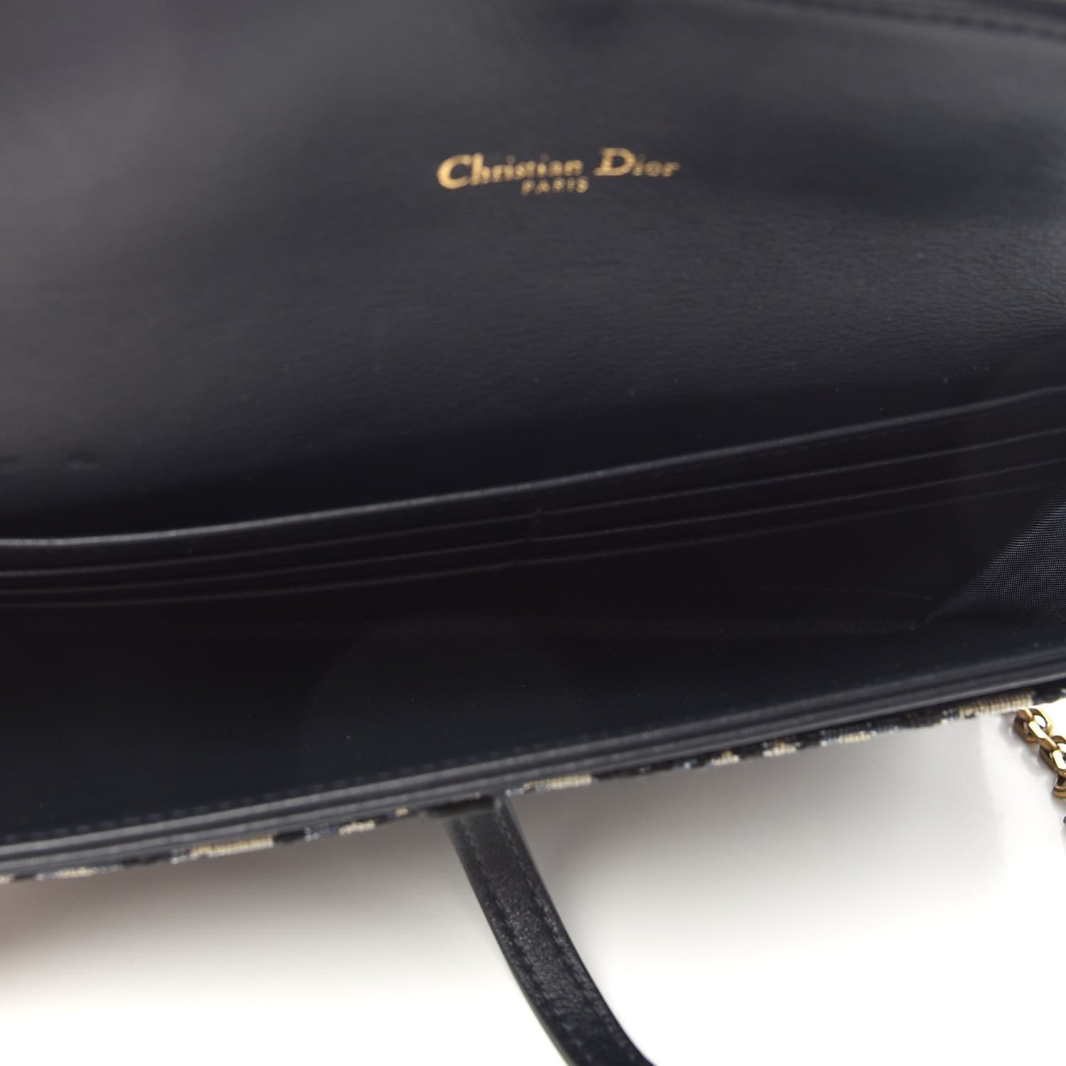 Christian Dior Oblique Saddle Chain Long Wallet Blue 5 of 7