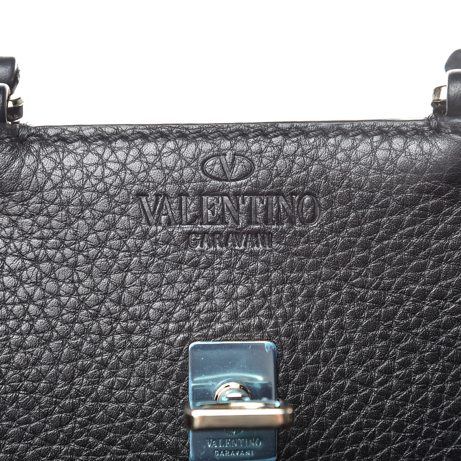 Valentino Garavani Pebbled Calfskin Large JoyLock Satchel Black 7 of 10