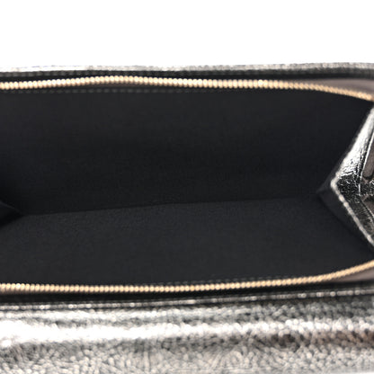 Chanel Cracked Metallic Calfskin Quilted Zip Away Chain Clutch Dark Silver 5 of 9